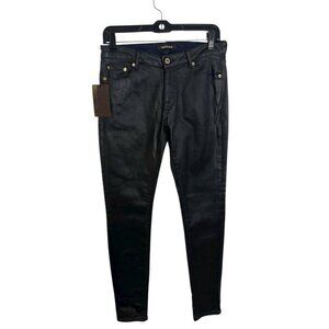 Roberto Cavalli Women's Size 42 Skinny Fit Coated Jeans Pants Mid Rise Black New